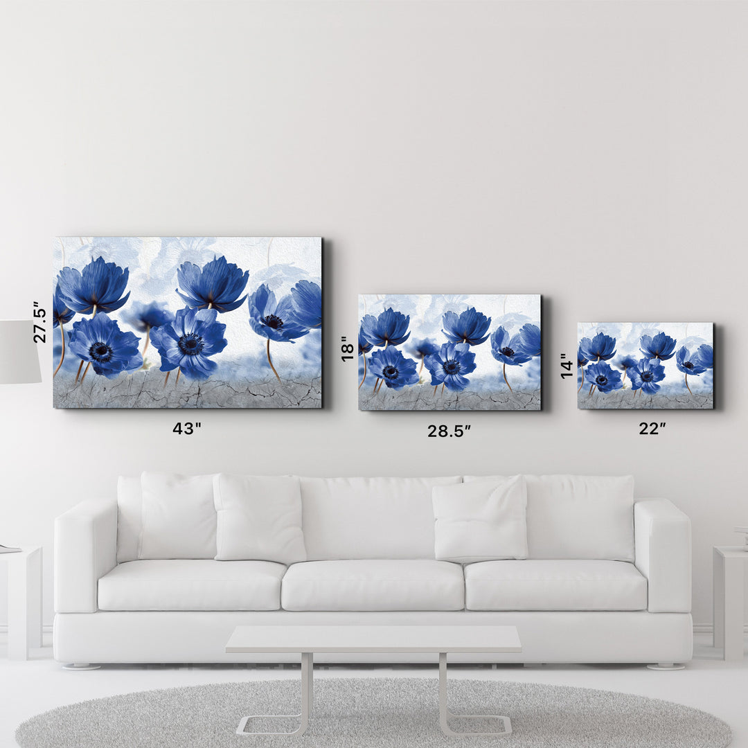 ・"Blue Flowers"・Glass Wall Art - ArtDesigna Glass Printing Wall Art