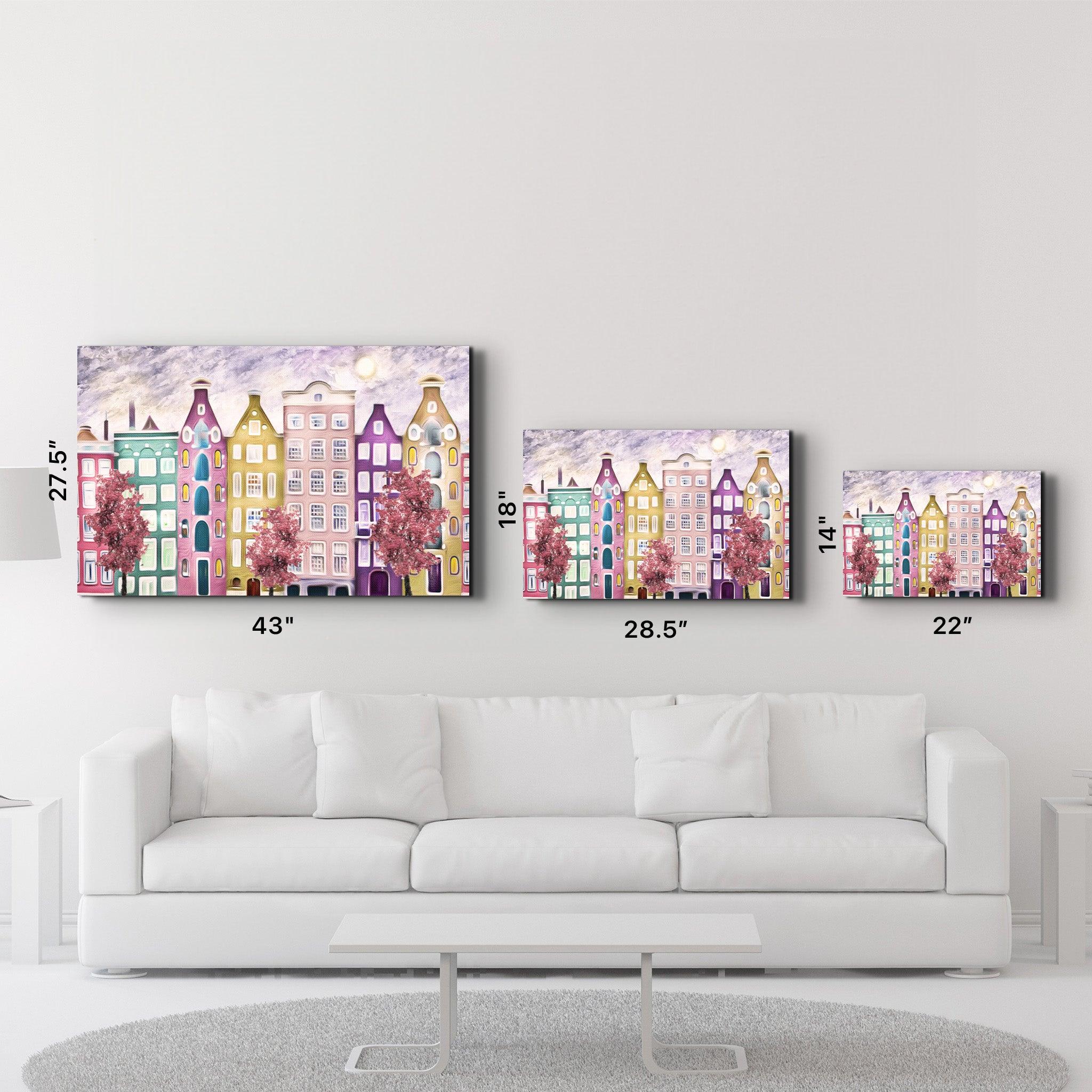 Charming City Blooms | Glass Wall Art - Artdesigna