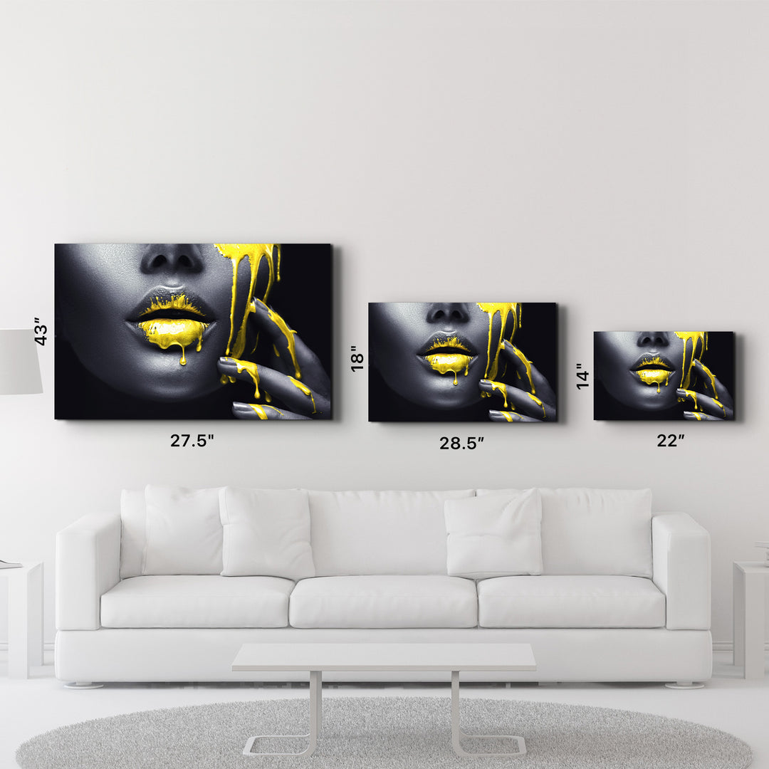 ・"Yellow Lips V2"・Glass Wall Art - ArtDesigna Glass Printing Wall Art