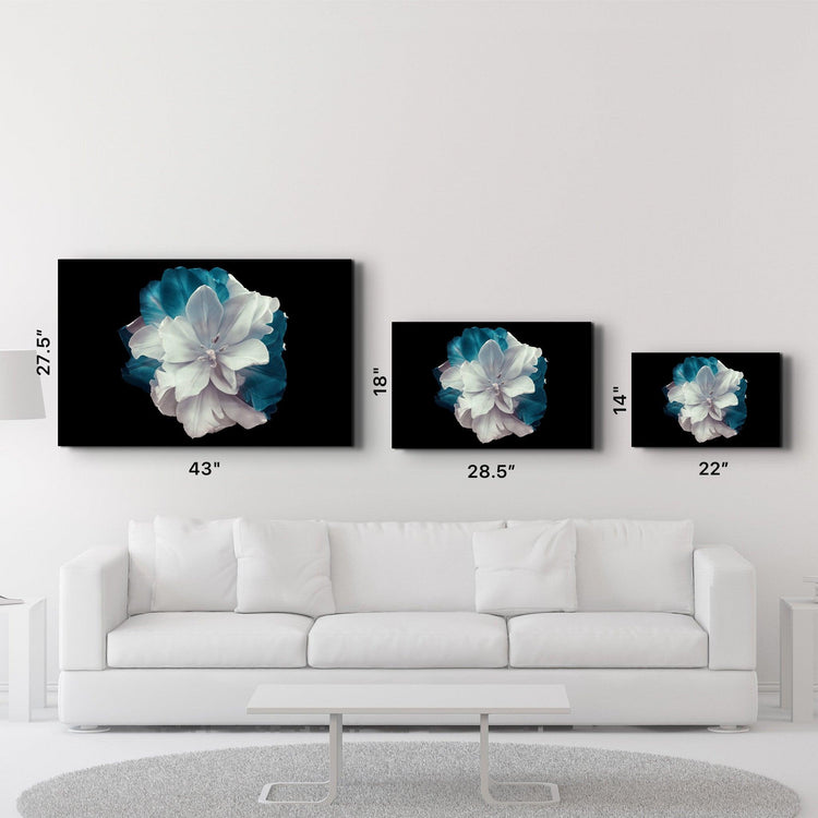・"Flower with Blue Leaves"・Glass Wall Art - ArtDesigna Glass Printing Wall Art