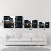 Rainy City | Glass Wall Art - Artdesigna