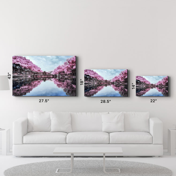 ・"Pink Trees Reflection"・Glass Wall Art - ArtDesigna Glass Printing Wall Art
