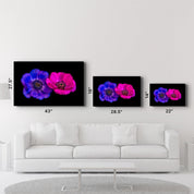 Blue and Pink Flowers | Glass Wall Art - Artdesigna