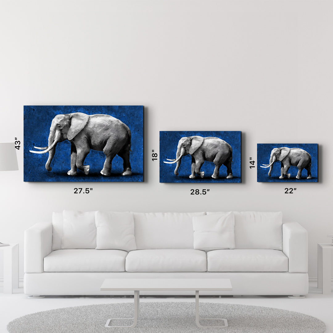 ・"Elephant Blue"・Glass Wall Art - ArtDesigna Glass Printing Wall Art