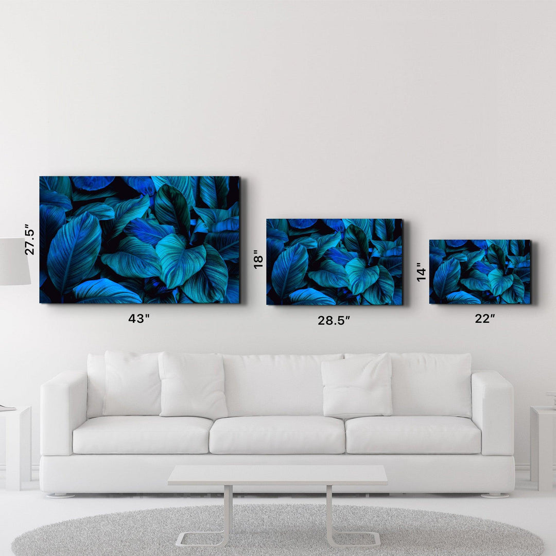 ・"Blue Leaves"・Glass Wall Art - ArtDesigna Glass Printing Wall Art