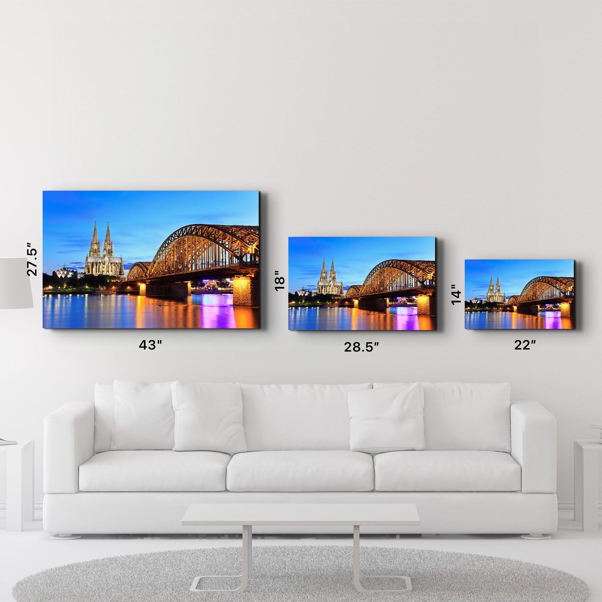 Cologne Dom and city skyline at night, Cologne, Germany | Glass Wall Art - ArtDesigna Glass Printing Wall Art