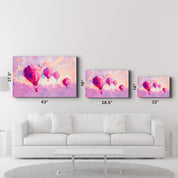 Pink Baloons Oil Painting - Glass Wall Art