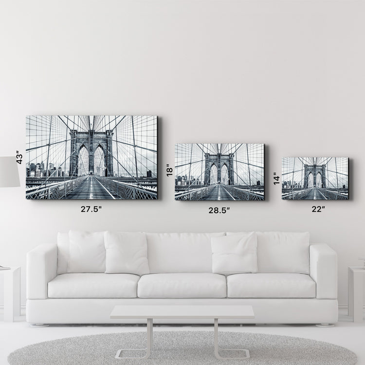 ・"Brooklyn Bridge Retro Gray"・Glass Wall Art - ArtDesigna Glass Printing Wall Art