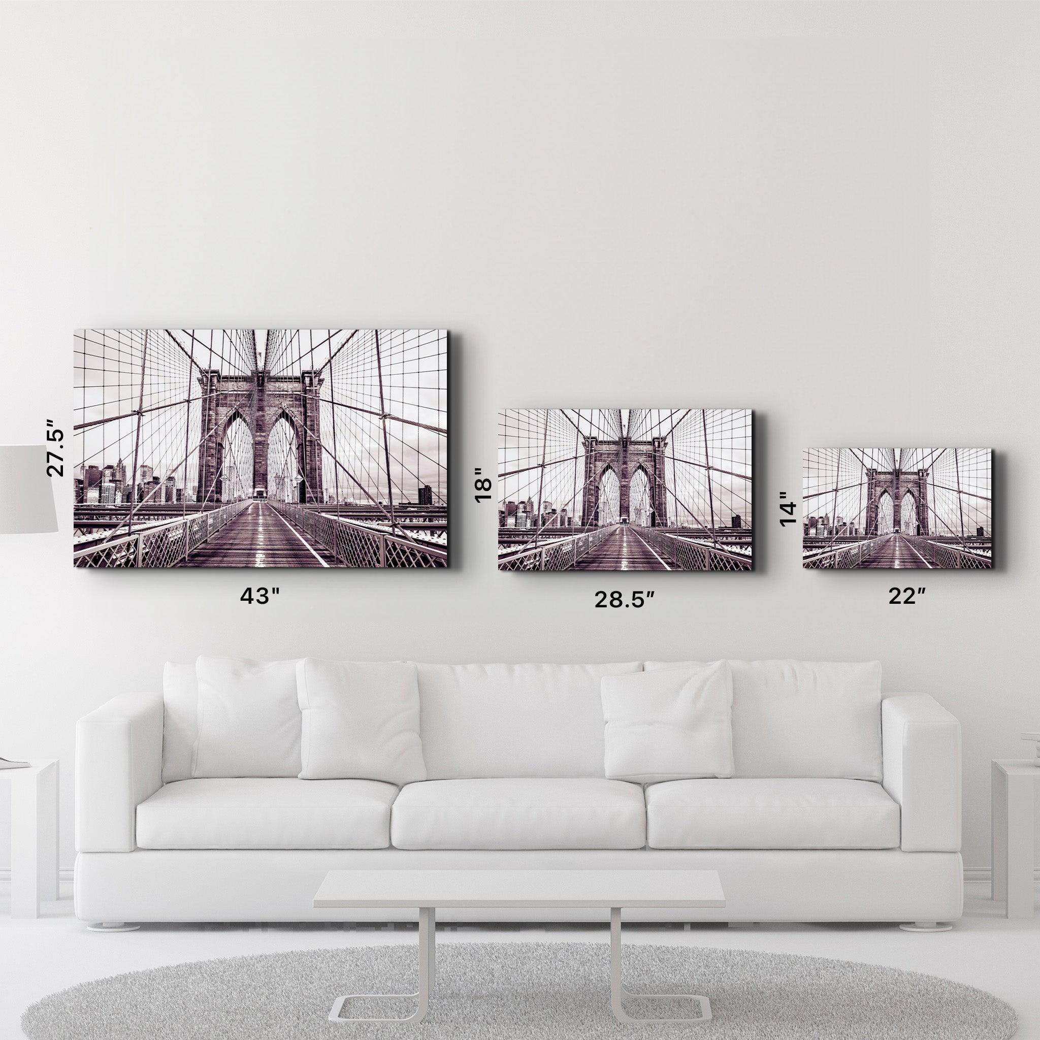 Brooklyn Bridge Retro Bronze | Glass Wall Art - ArtDesigna Glass Printing Wall Art