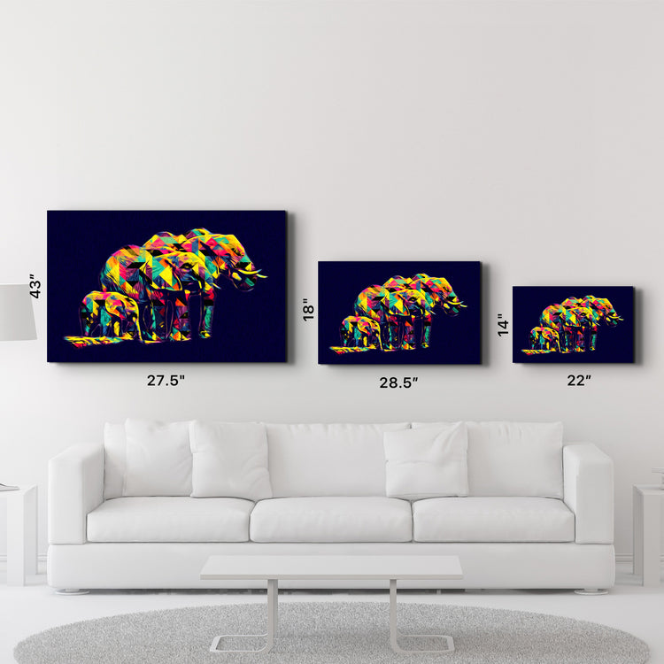 ・"Colormix Elephant Family"・Glass Wall Art - ArtDesigna Glass Printing Wall Art