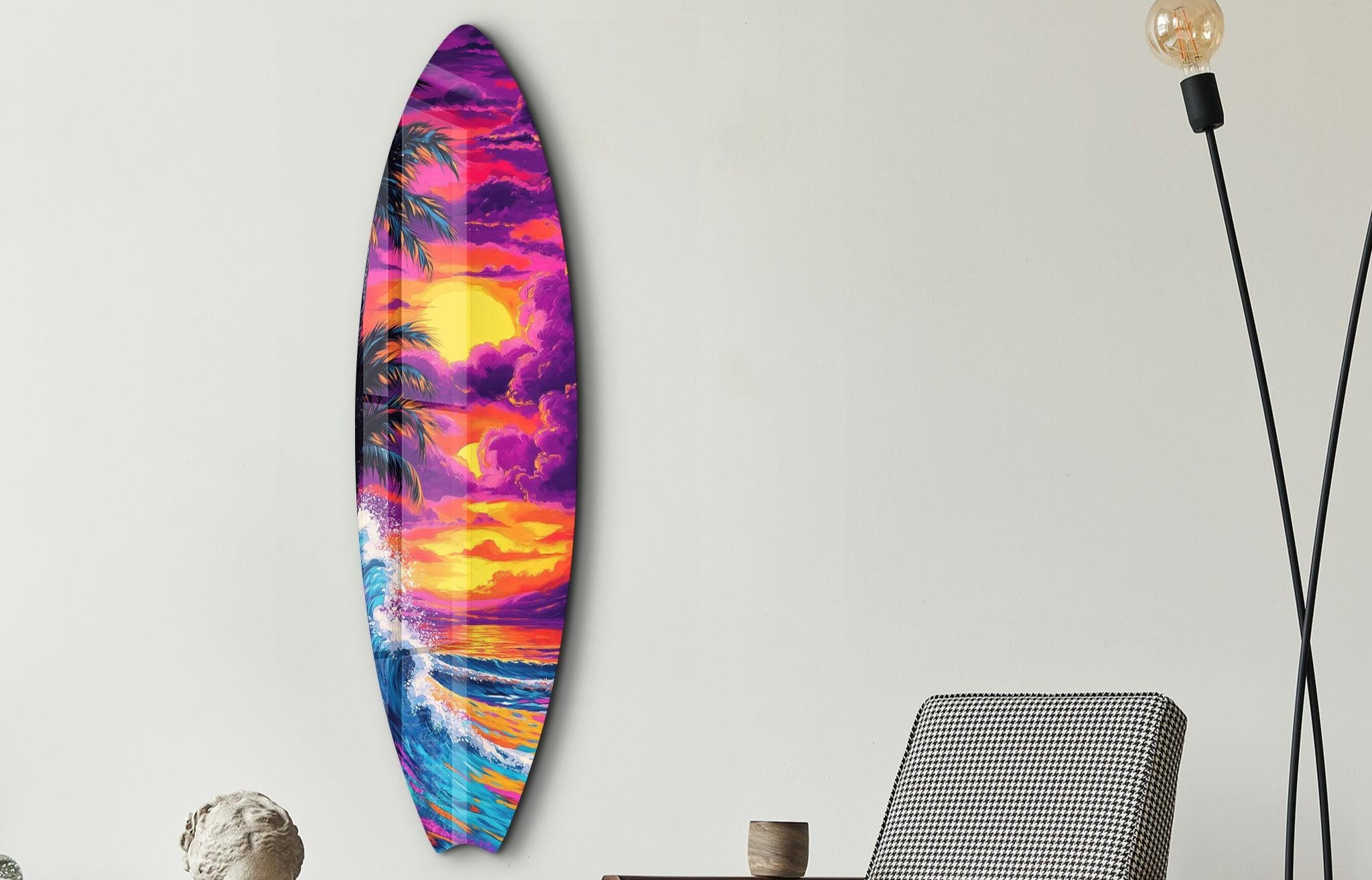 Tropical Twilight Painting | Surfboard Glass Wall Art