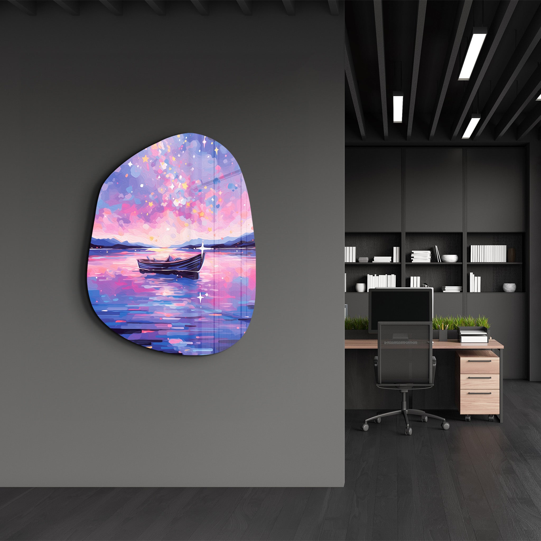 Dreamy Nightfall – Amorphous Glass Wall Art