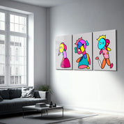 Playful Royal Characters Trio - Glass Wall Art