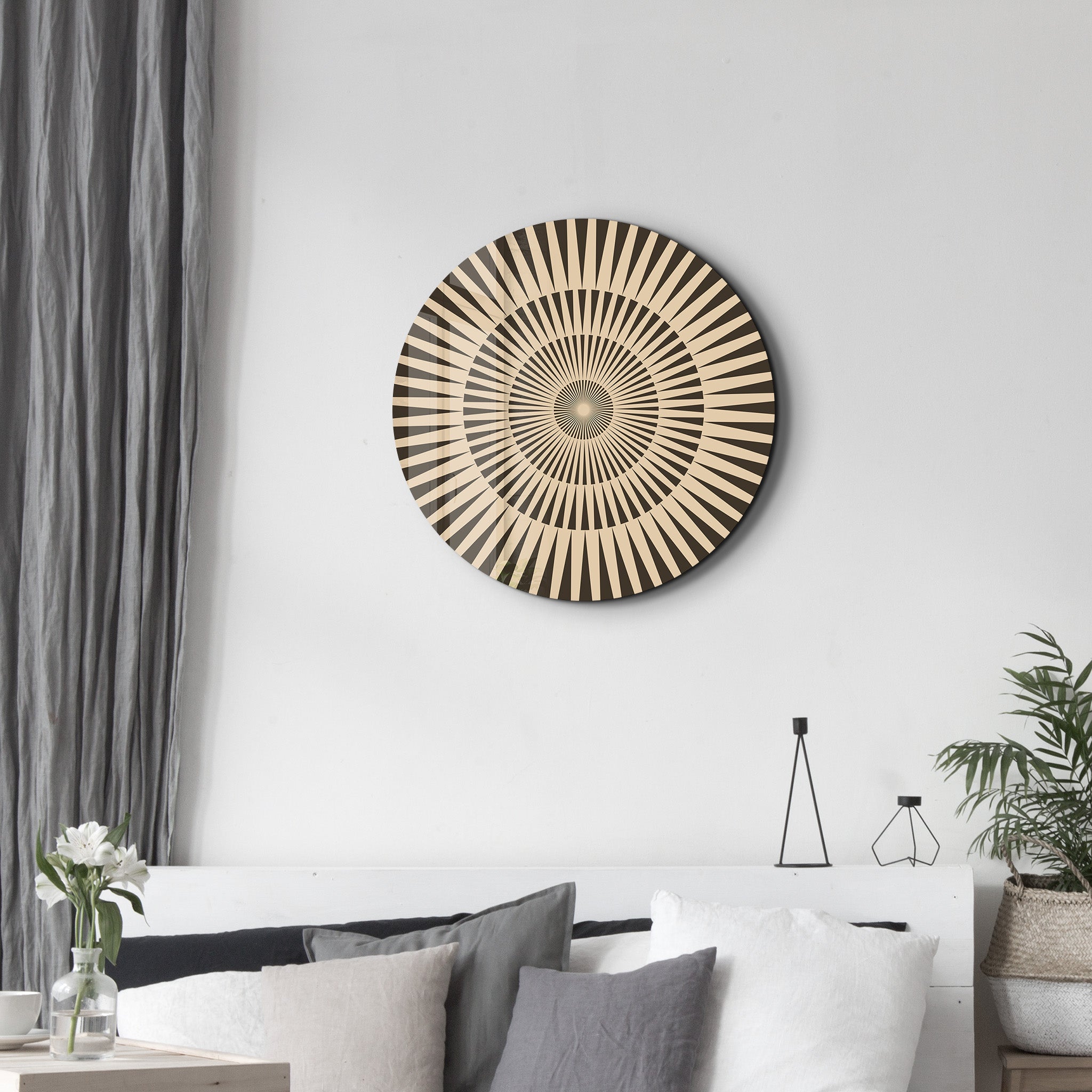 Desert Bloom - Round Glass Wall Art