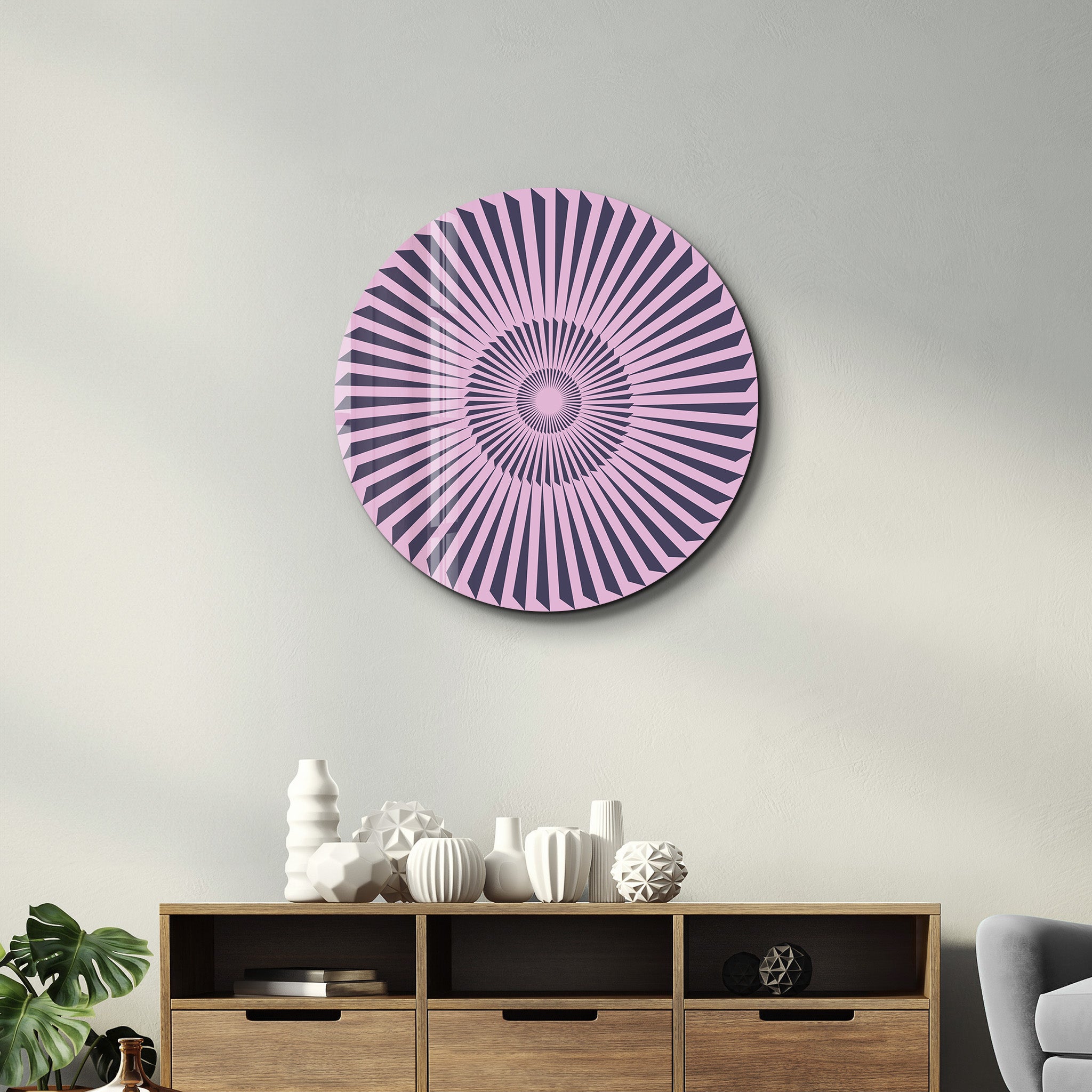 lavender flower wall decor Lavender Burst Round Glass Wall Art