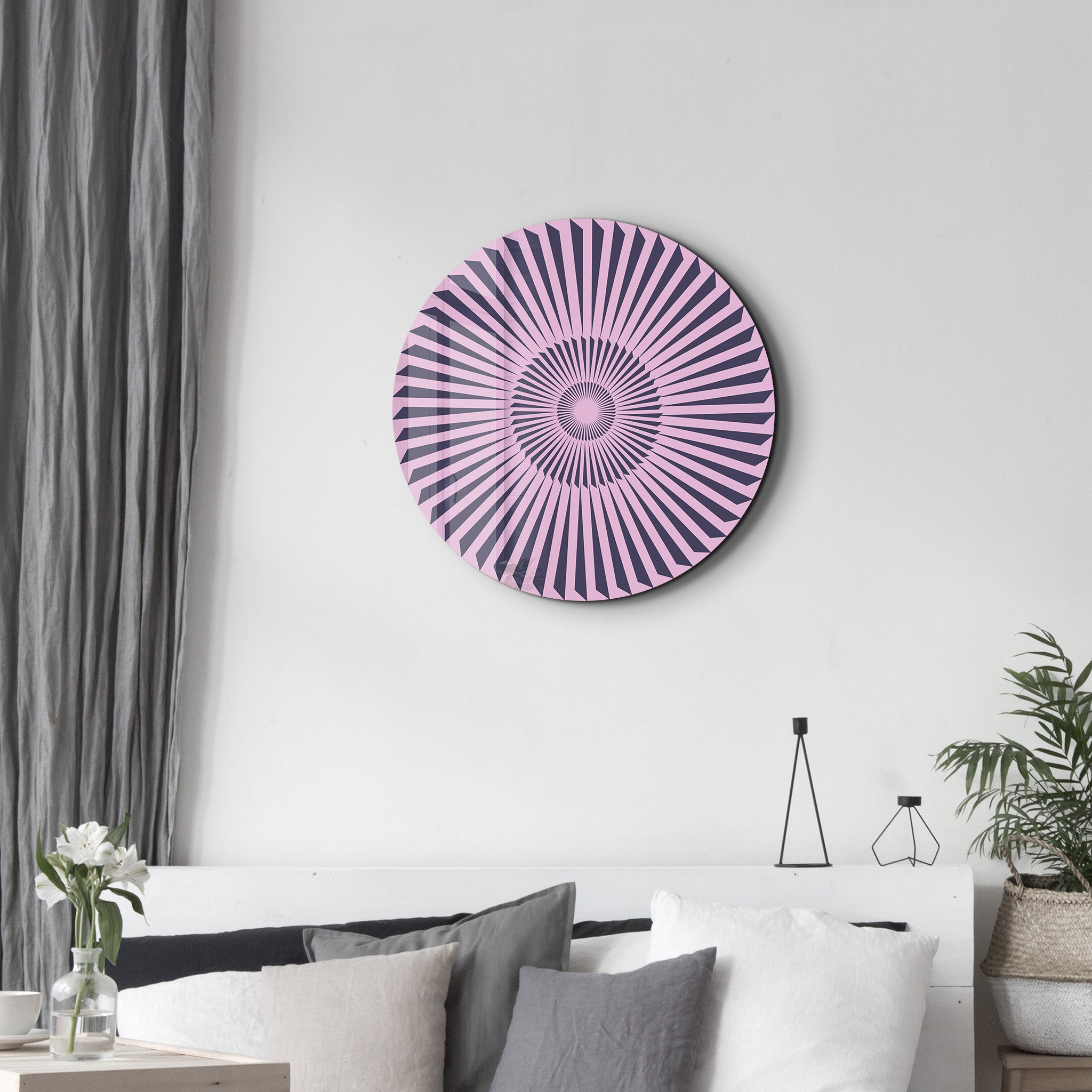 Lavender Burst – Round Glass Wall Art