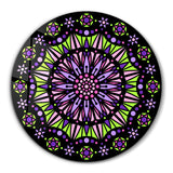 Neon Mandala Harmony | Rounded Glass Wall Art