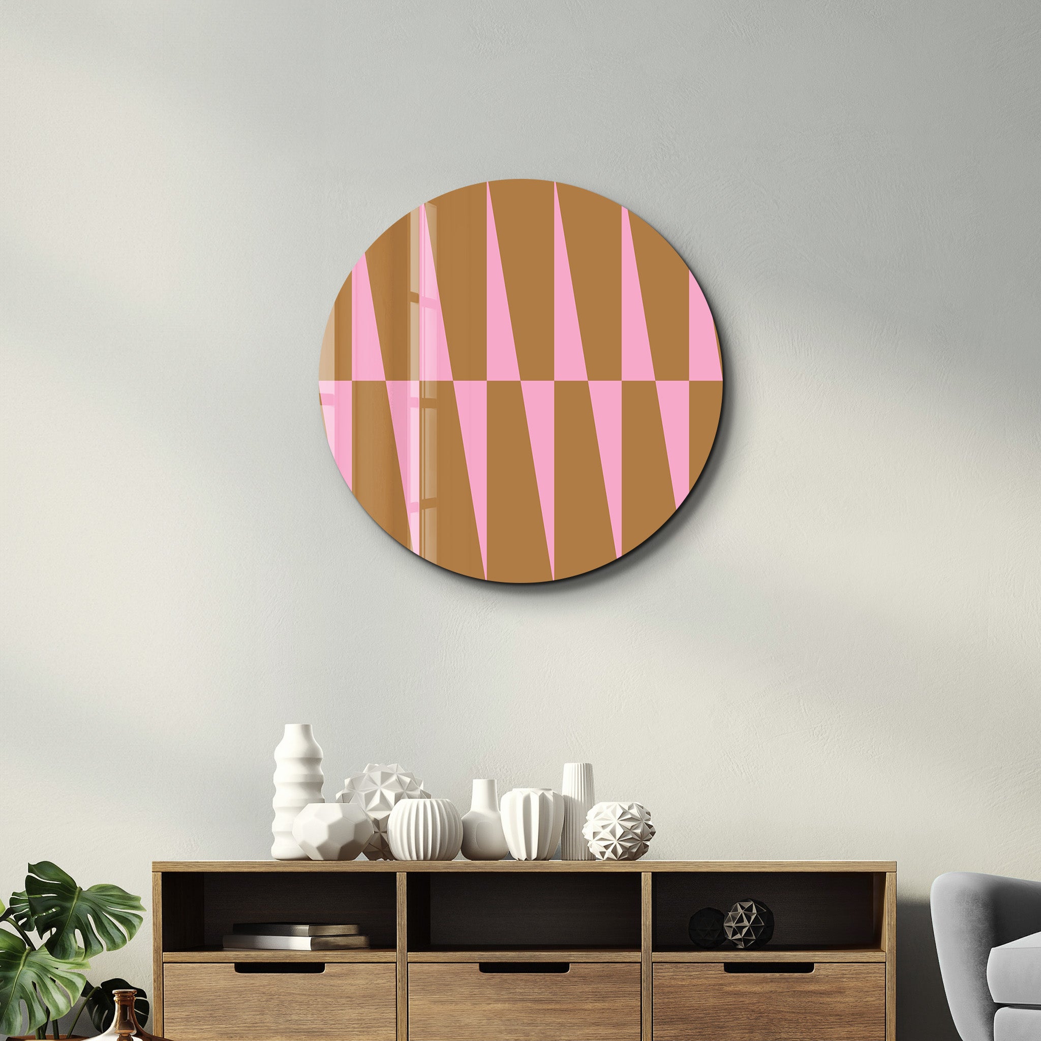 Pink Canyon – Round Glass Wall Art