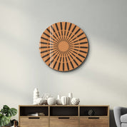 Terracotta Burst – Round Glass Wall Art