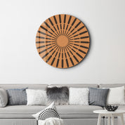 Terracotta Burst – Round Glass Wall Art