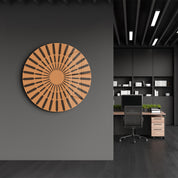 Terracotta Burst – Round Glass Wall Art