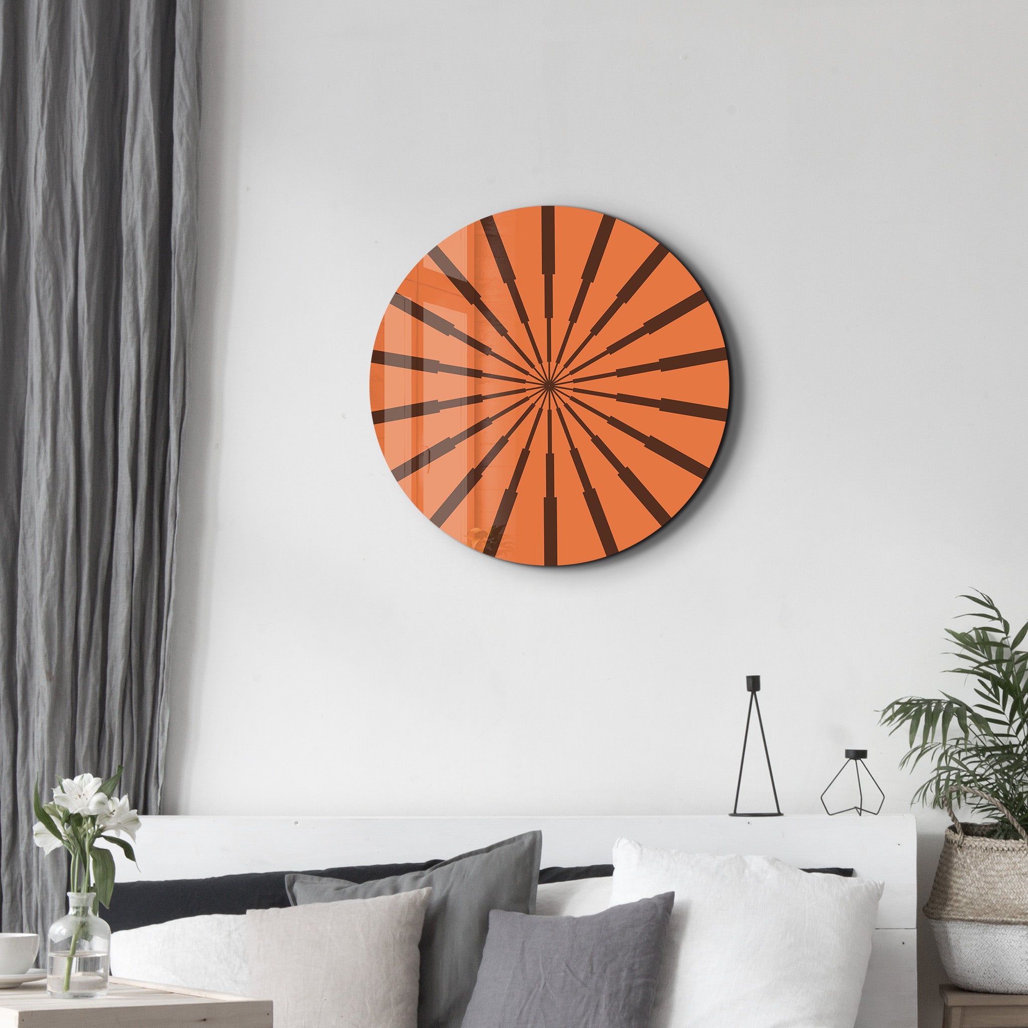 Terracotta Radiance – Round Glass Wall Art