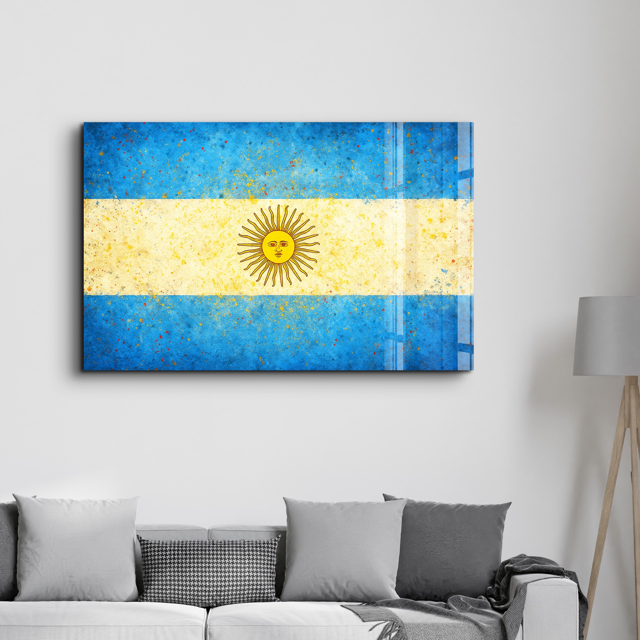 Argentina Flag Splash - Glass Wall Art