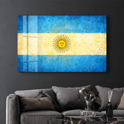 Argentina Flag Splash - Glass Wall Art