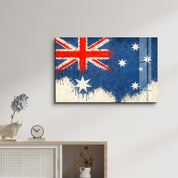Australian Flag Splash - Glass Wall Art