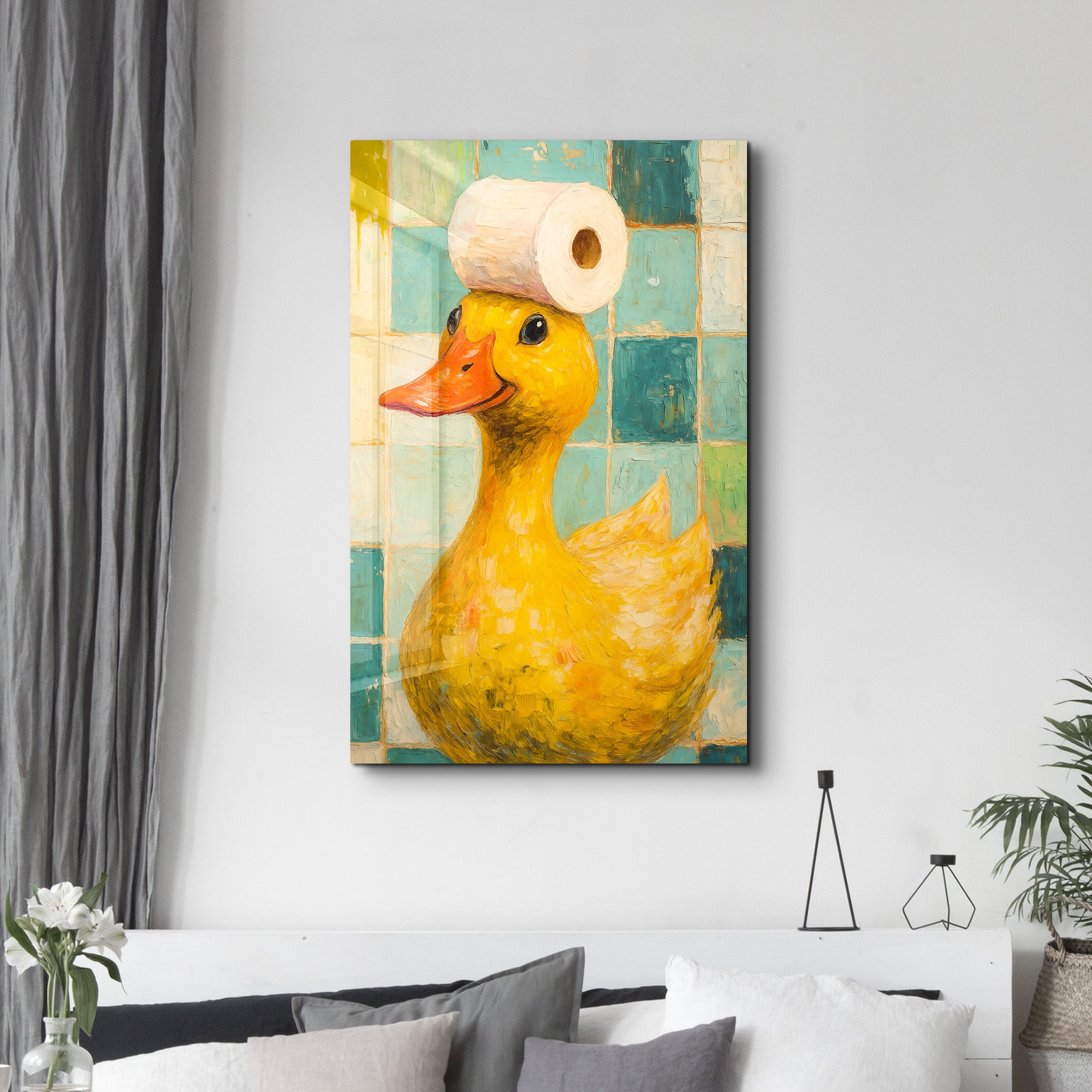 Bath Time Quack-Up – Glass Wall Art