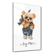 Battle Ready Bear - Glass Wall Art