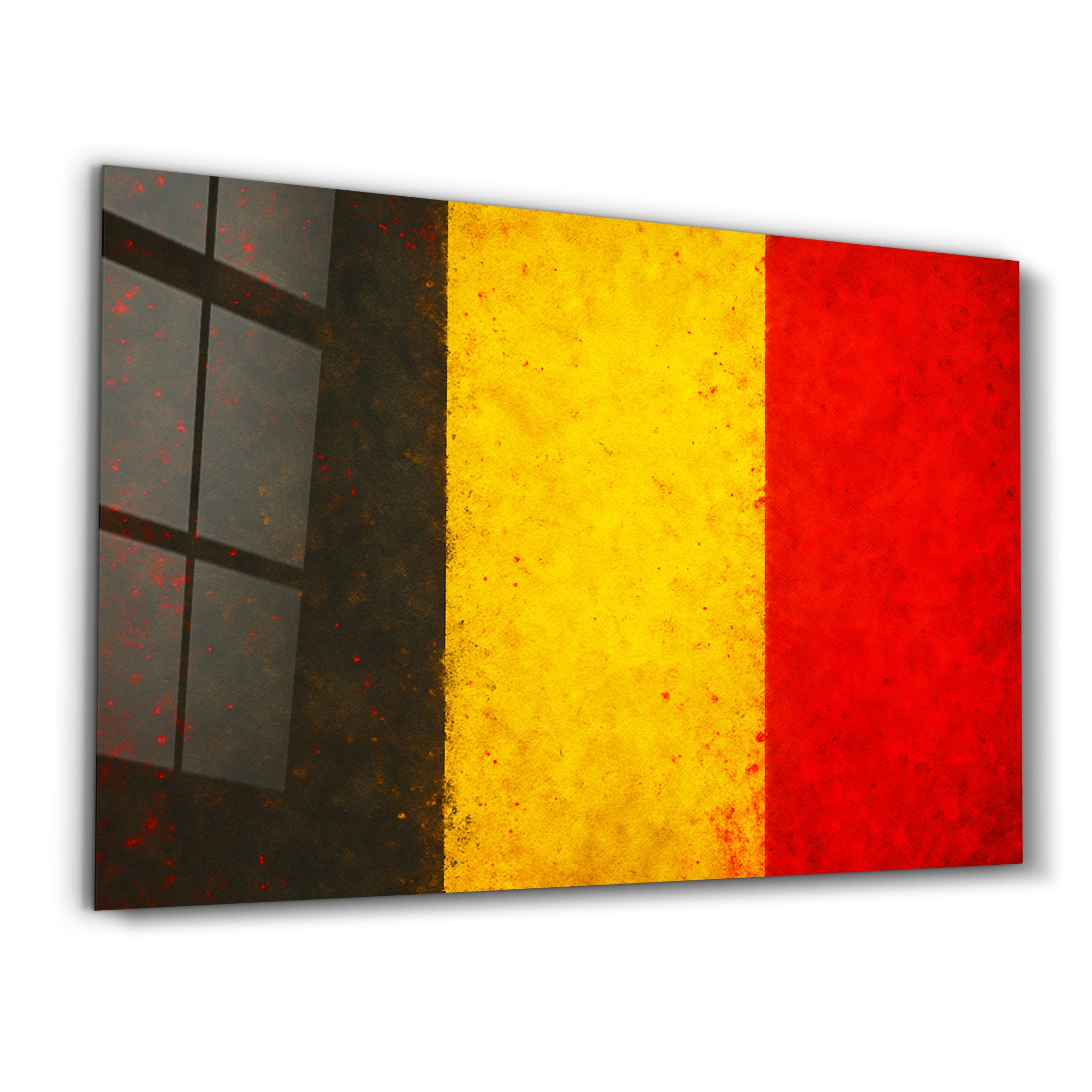 Belgium Flag Splash - Glass Wall Art