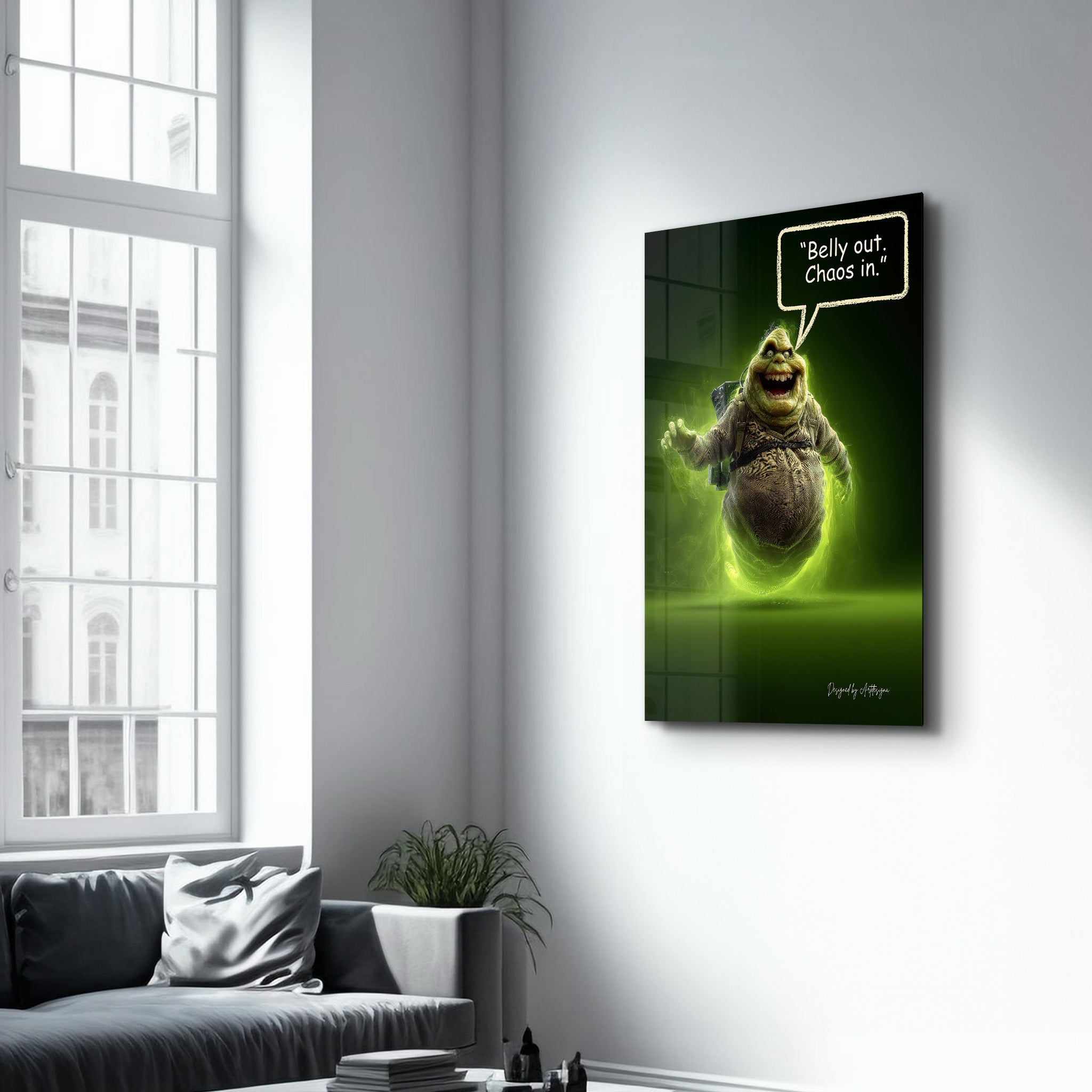 Belly Out. Chaos In. - Glass Wall Art