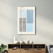 Blue Blocks with Linear Contrast - Glass Wall Art