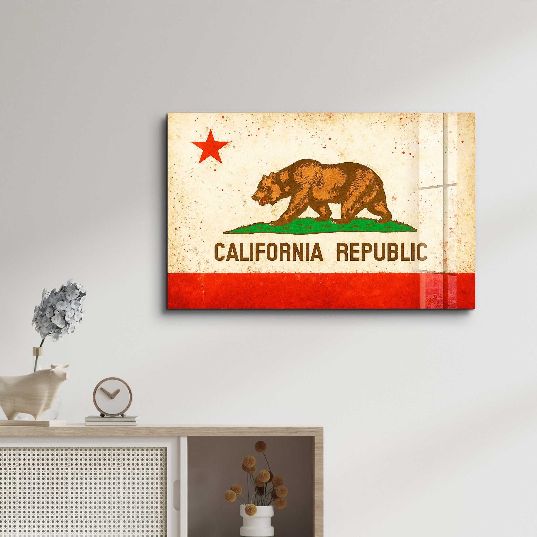 California Flag Splash - Glass Wall Art