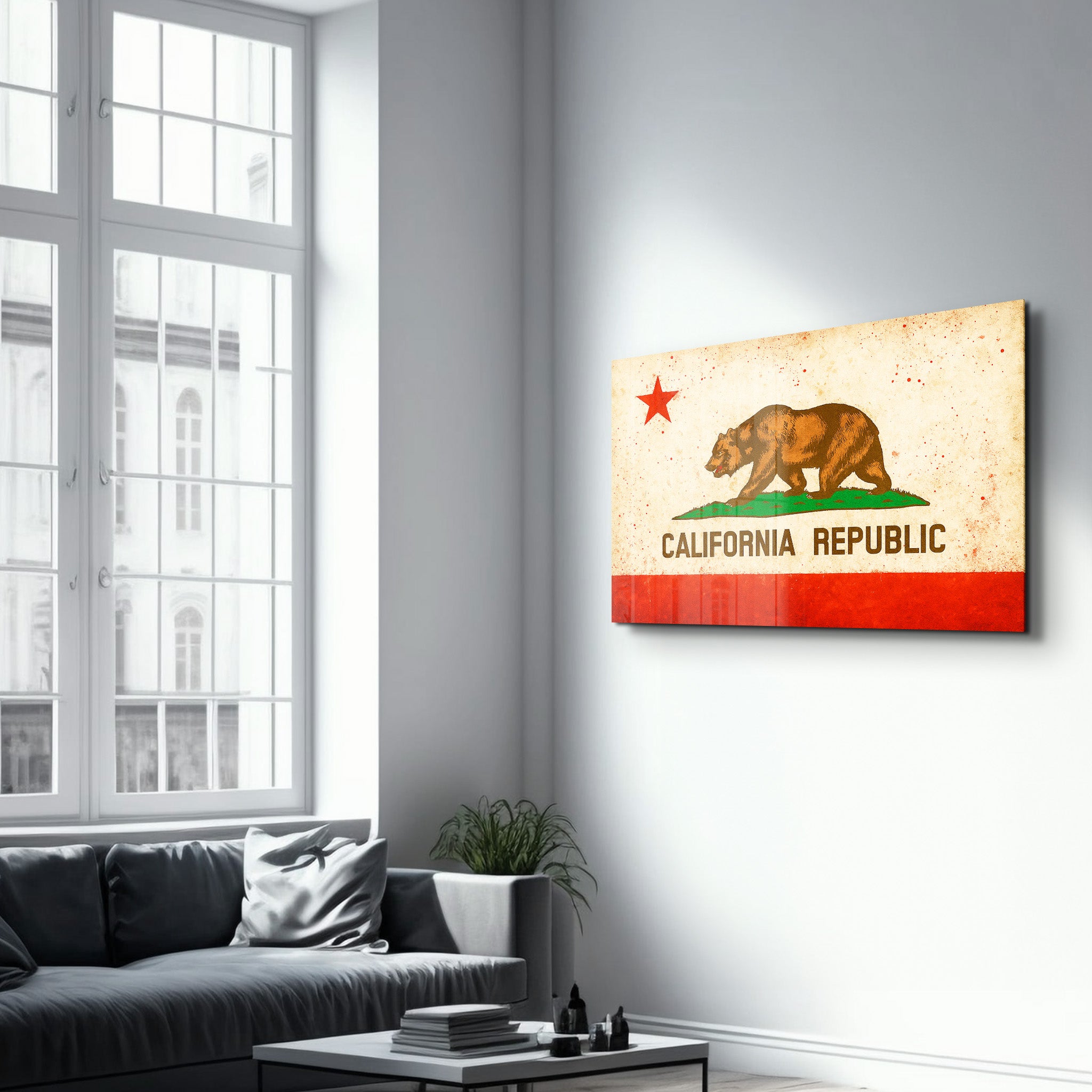 California Flag Splash - Glass Wall Art