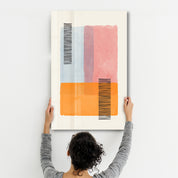Color Block Overlay with Line Details - Glass Wall Art