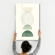 Concentric Balance with Geometric Shapes - Glass Wall Art