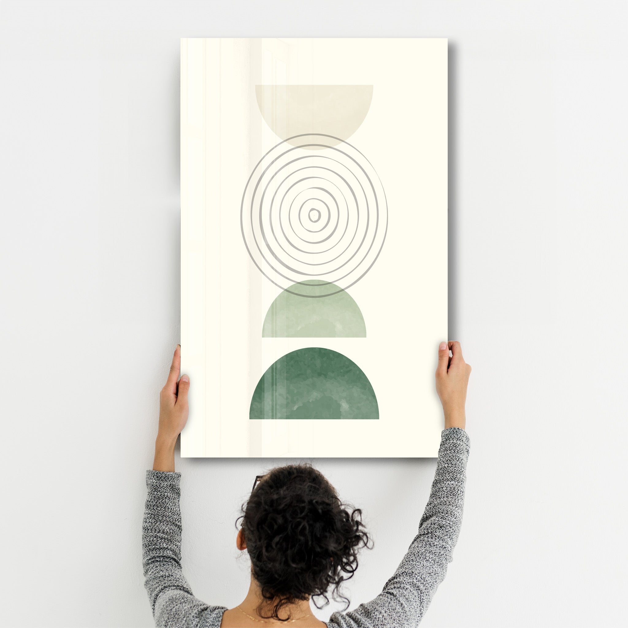 Concentric Balance with Geometric Shapes - Glass Wall Art