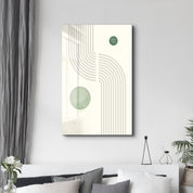 Curved Lines & Minimal Orbs - Glass Wall Art