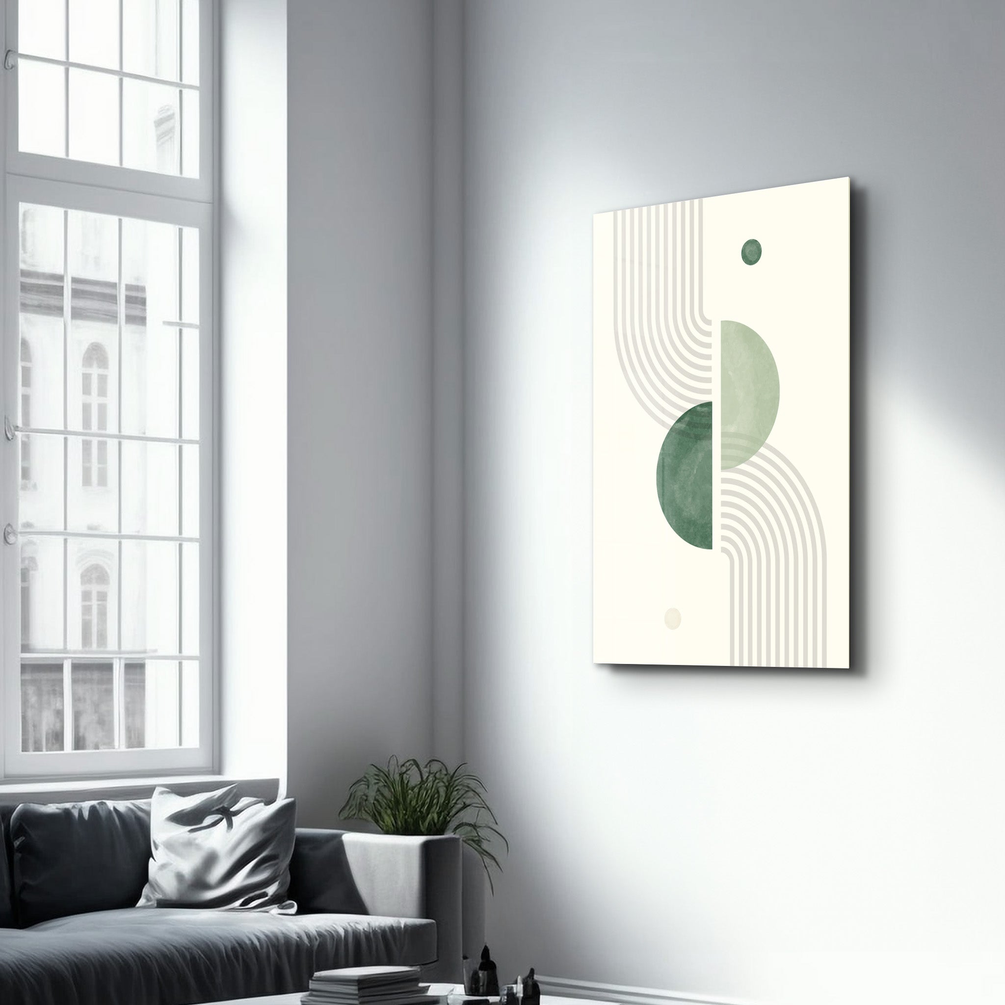 Curved Motion with Layered Circles - Glass Wall Art