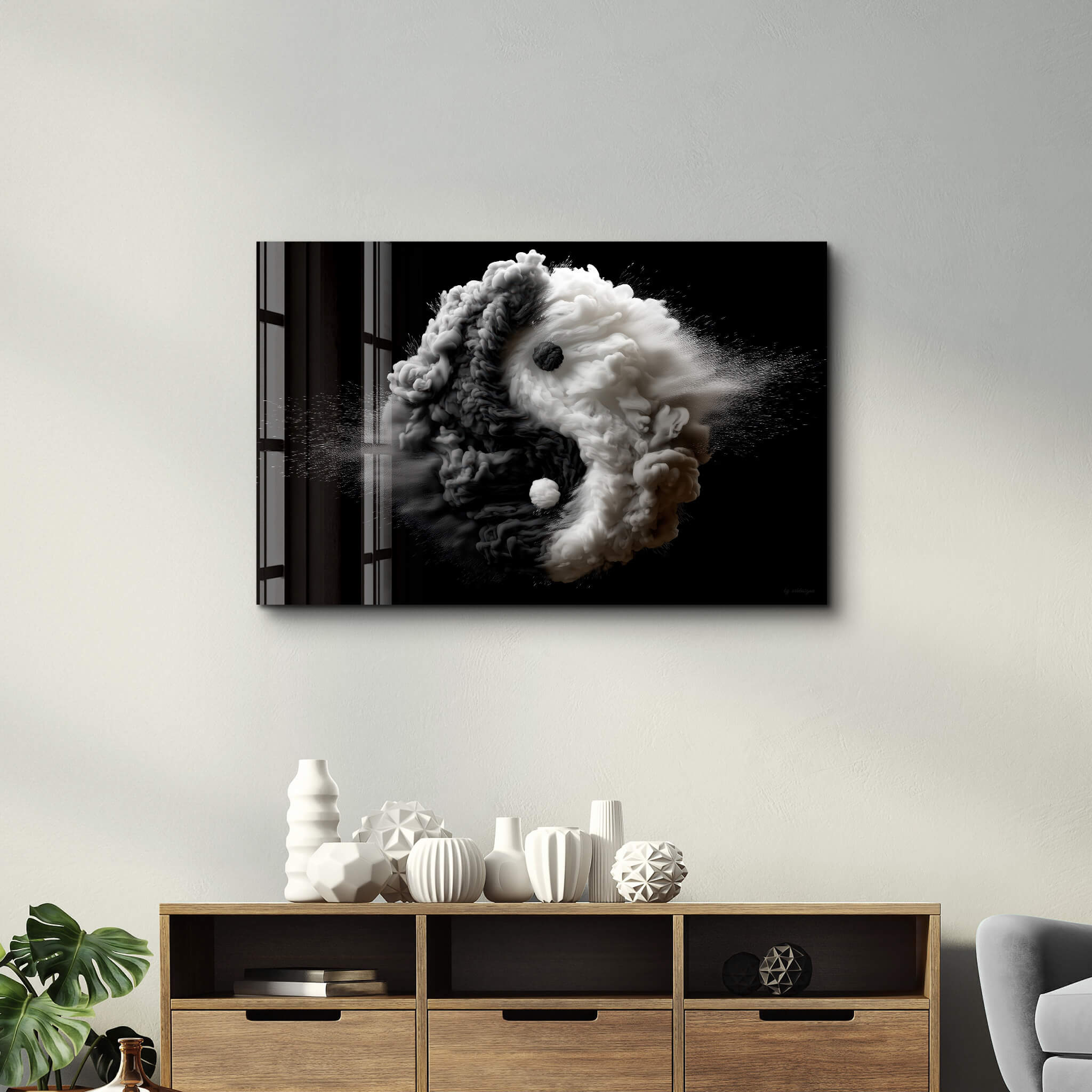 Equilibrium Ignited – Yin Yang in Motion - Glass Wall Art