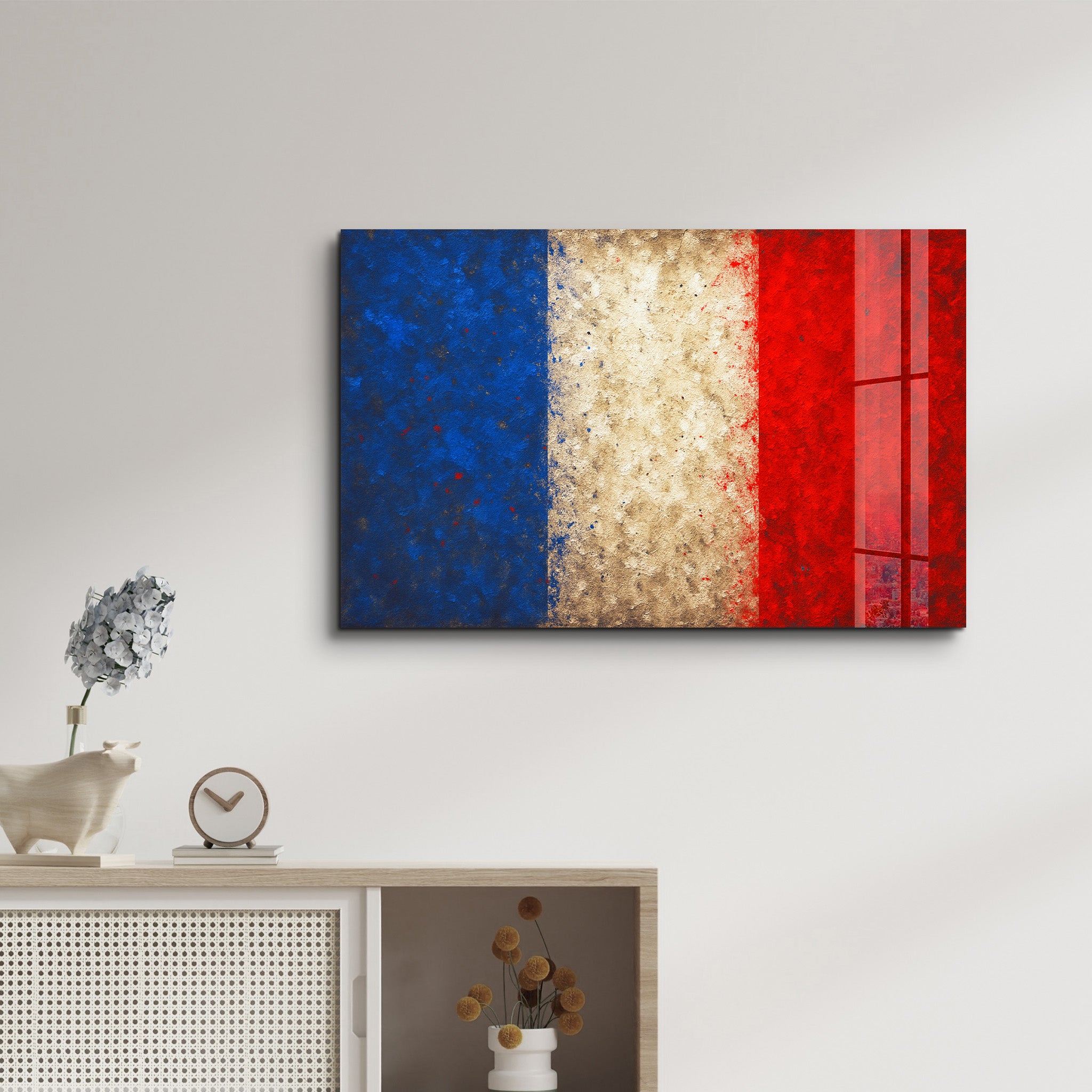 French Flag Splash - Glass Wall Art