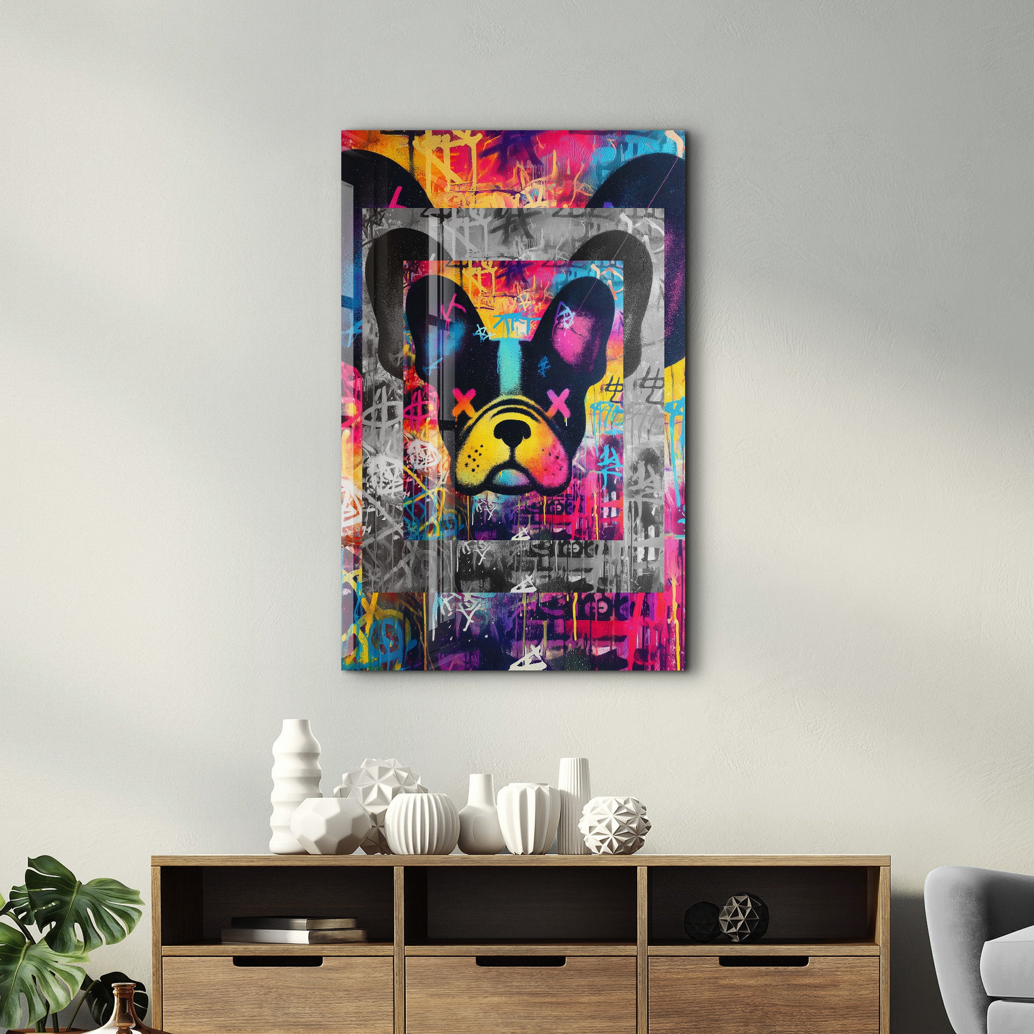 Graffiti Pup Pop – Glass Wall Art