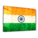 India Flag Splash - Glass Wall Art