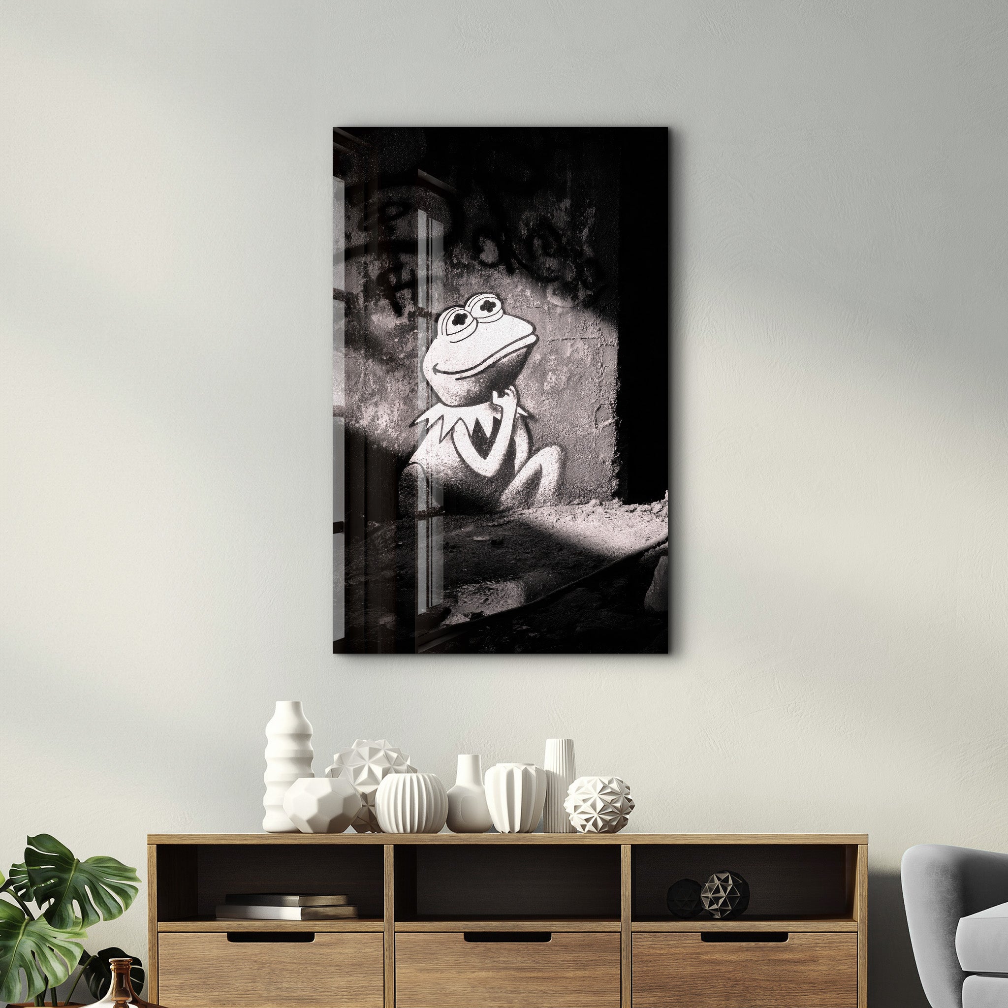 Kermit in the Shadows – Glass Wall Art