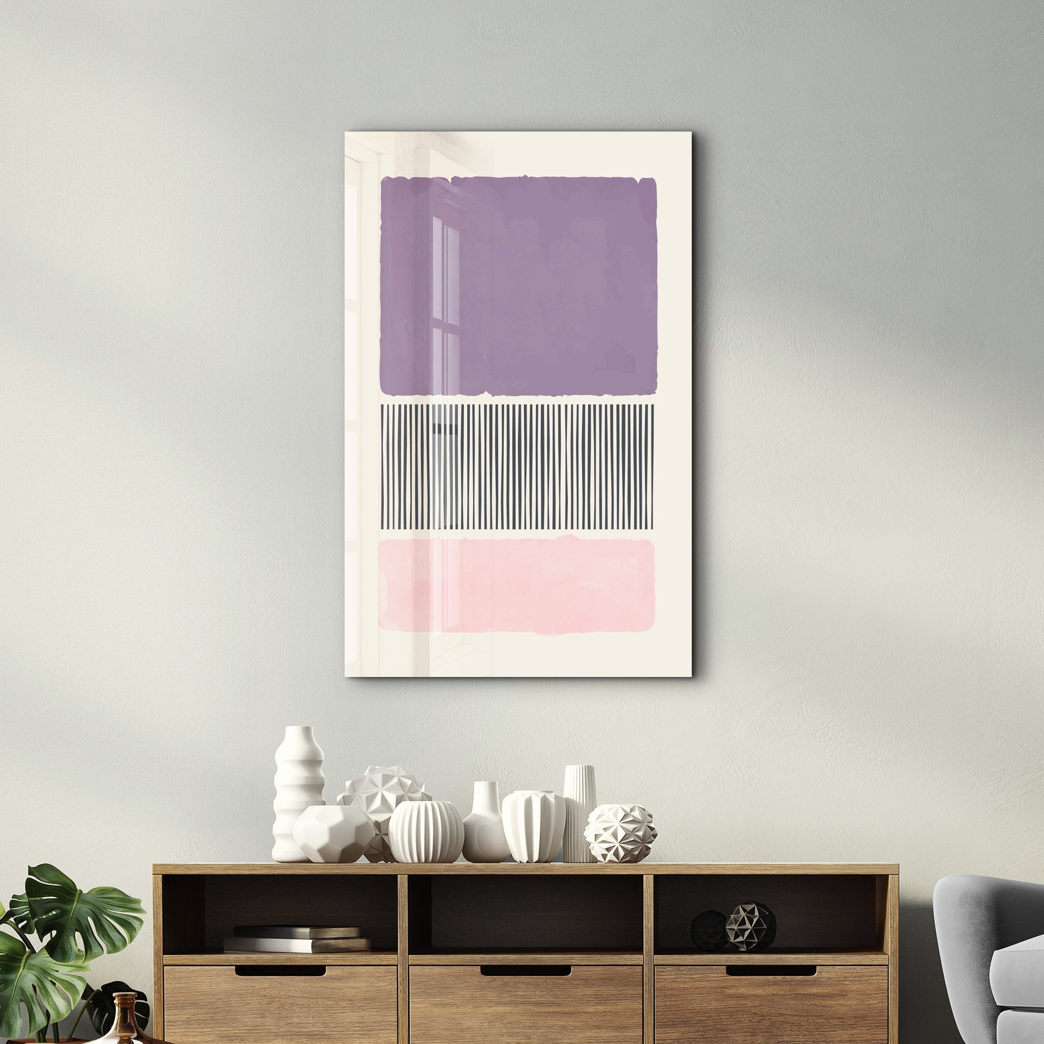 Lavender & Blush Abstract Blocks - Glass Wall Art