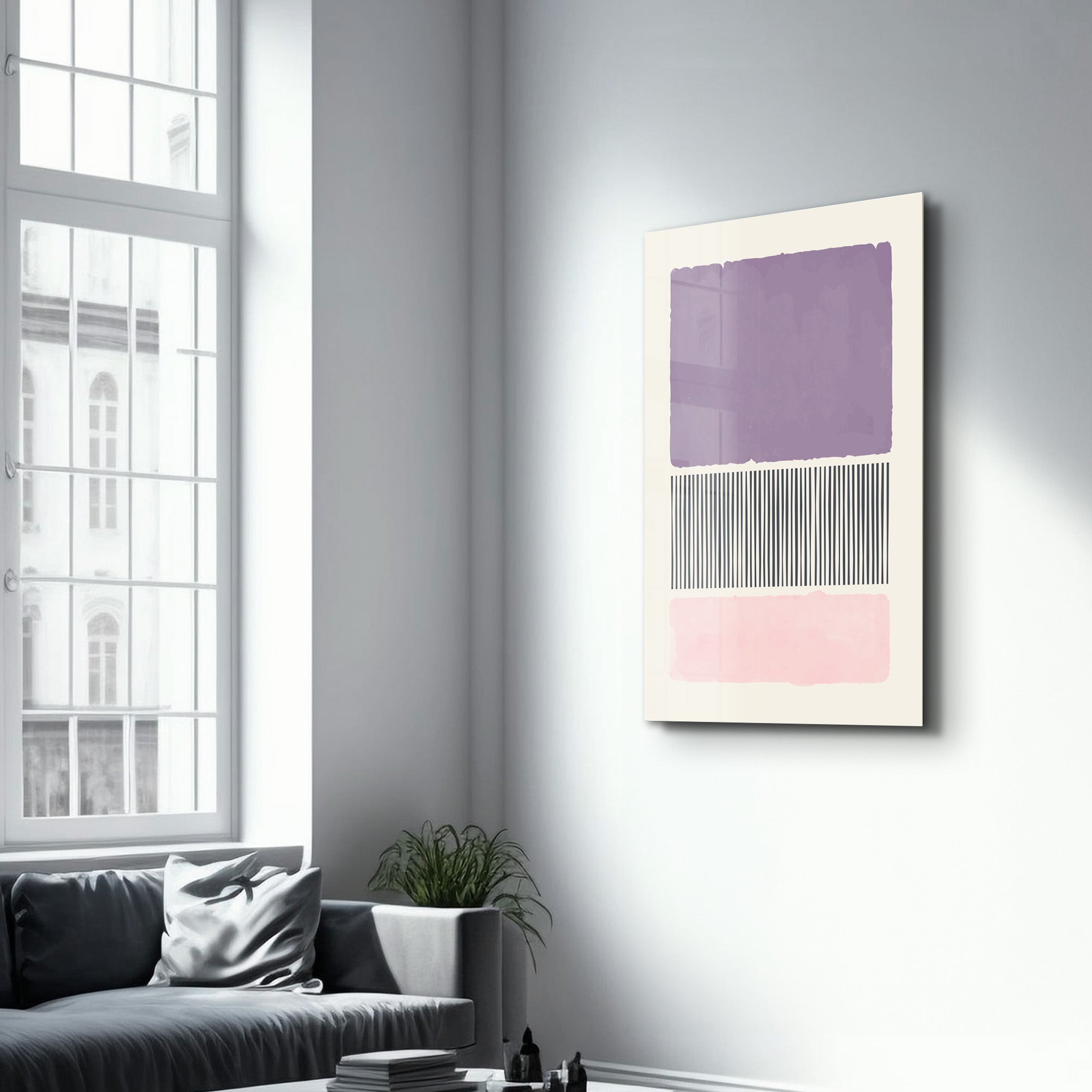 Lavender & Blush Abstract Blocks - Glass Wall Art