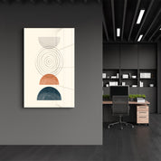Layered Geometry in Warm & Cool Tones - Glass Wall Art