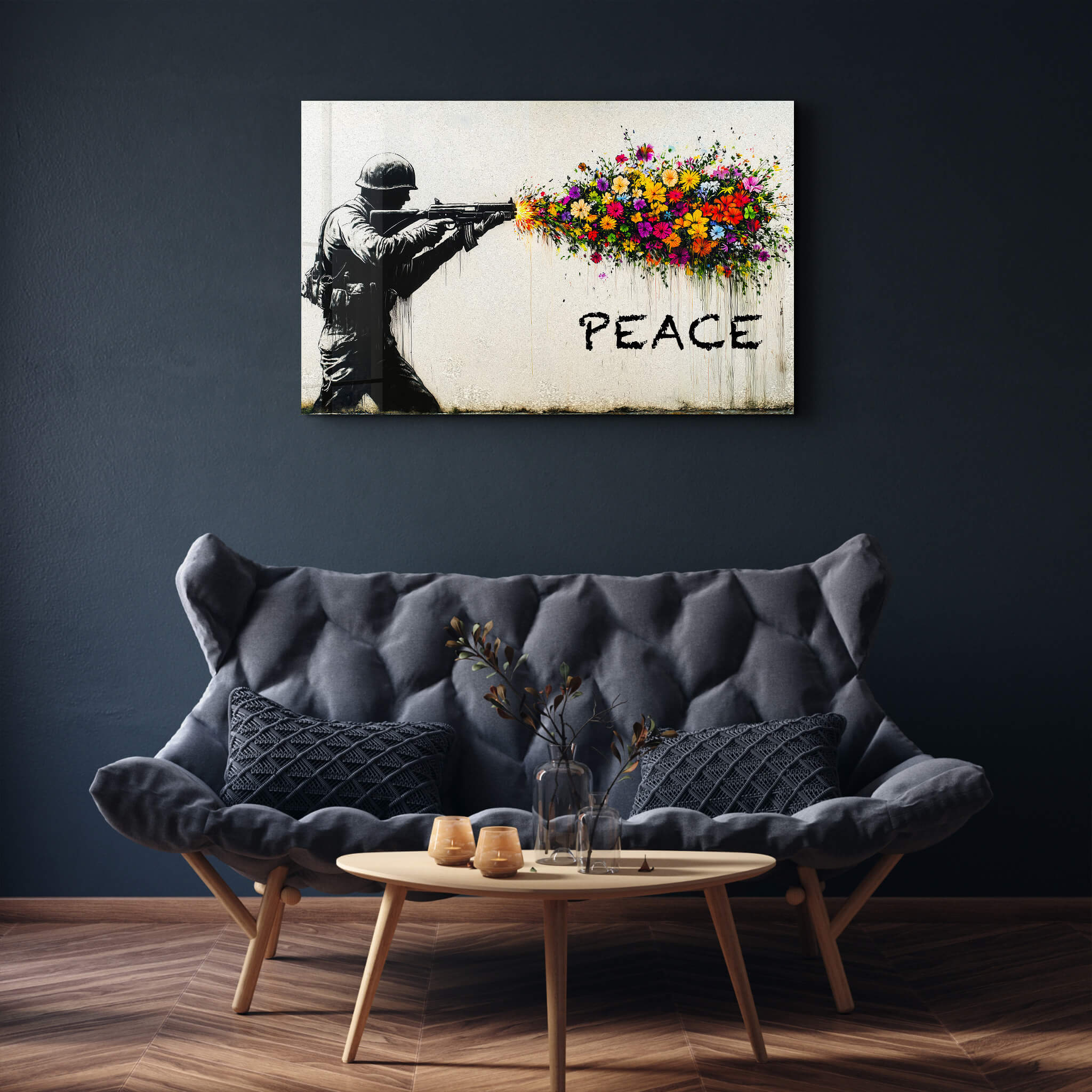 Loaded with Peace - Glass Wall Art